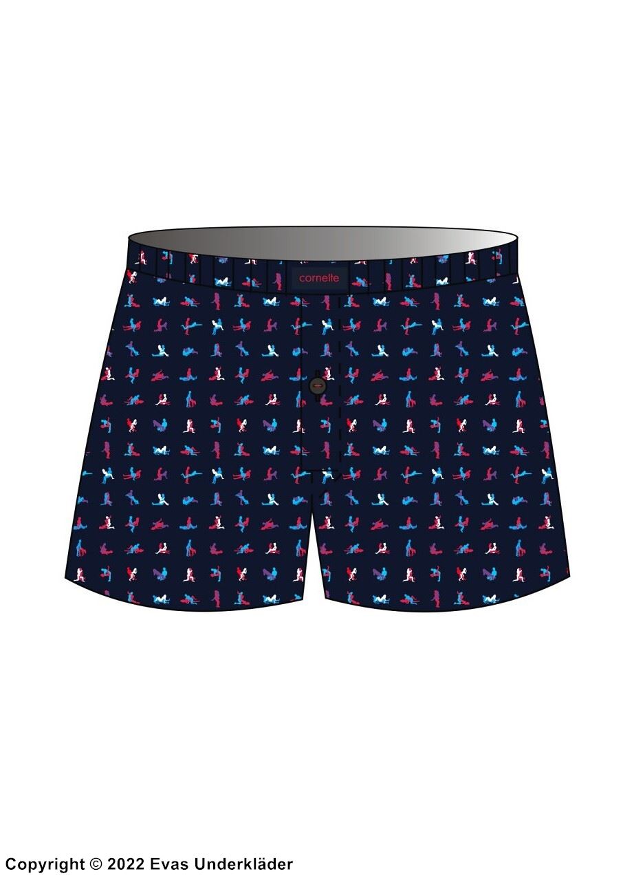 Men's boxer shorts, high quality cotton, love positions (pattern)